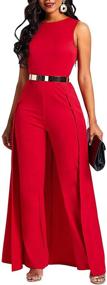 img 4 attached to 👗 Stylish Sleeveless High Waist Overlay Jumpsuit Romper for Women - Wide Leg and Elegant Design by MAGICMK