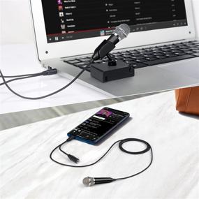 img 1 attached to Uniwit Mini Portable Vocal/Instrument Microphone with Holder Clip- Black: Enhance Your Mobile & Laptop Audio - Compatible with Apple iPhone, Samsung Android, Notebooks & More