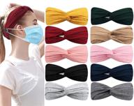 🩺 10-pack nurse headbands with buttons for face mask: elastic twisted criss cross head wraps to protect ears for women logo