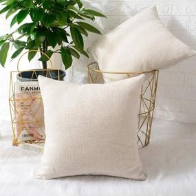 img 4 attached to 🛋️ MERNETTE Pack of 2 Chenille Soft Decorative Throw Pillow Covers - Cream, 18x18 Inch/45x45 cm - Home Decor for Sofa Couch Bed Chair