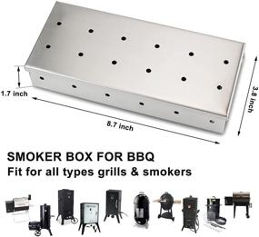 img 3 attached to 🔥 QuliMetal Smoker Box for BBQ Grill Wood Chips, Stainless Steel with Hinged Lid, Warp-Resistant for Gas or Charcoal Grilling, Including Free Stainless Steel BBQ Grill Scraper & Magnetic Meat Smoking Guide