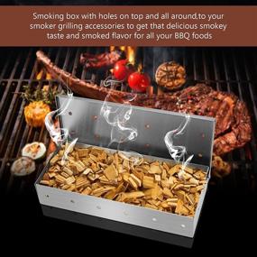 img 1 attached to 🔥 QuliMetal Smoker Box for BBQ Grill Wood Chips, Stainless Steel with Hinged Lid, Warp-Resistant for Gas or Charcoal Grilling, Including Free Stainless Steel BBQ Grill Scraper & Magnetic Meat Smoking Guide