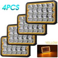 🚛 co light 4pcs 4x6 inch led headlights with yellow halo, dot approved, rectangle replacement for peterbilt, kenworth, freightliner - h4651 h4652 h4656 h4666 h6545 compatible logo