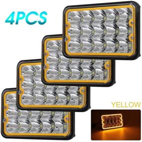 img 4 attached to 🚛 CO LIGHT 4pcs 4x6 inch LED Headlights with Yellow Halo, DOT Approved, Rectangle Replacement for Peterbilt, Kenworth, Freightliner - H4651 H4652 H4656 H4666 H6545 Compatible