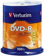 📀 verbatim 49088 life series 97177 16x dvd-r silver 100/pack: high-quality storage solution for your media needs logo