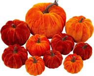 🎃 10-piece velvet pumpkins set: festive fall harvest décor for home, halloween & holiday table логотип