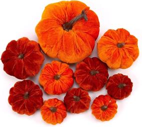 img 2 attached to 🎃 10-Piece Velvet Pumpkins Set: Festive Fall Harvest Décor for Home, Halloween & Holiday Table