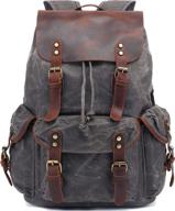 huachen leather backpack vintage m80_greyish green logo