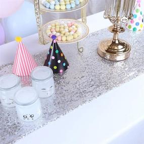 img 2 attached to 🌟 Blxsif Silver Sequin Table Runners - 2 Pack, 12x75 Inches, Sparkle for Party, Wedding, Christmas, Dining, Glitter Table Linen, Silver