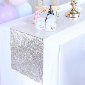 img 3 attached to 🌟 Blxsif Silver Sequin Table Runners - 2 Pack, 12x75 Inches, Sparkle for Party, Wedding, Christmas, Dining, Glitter Table Linen, Silver