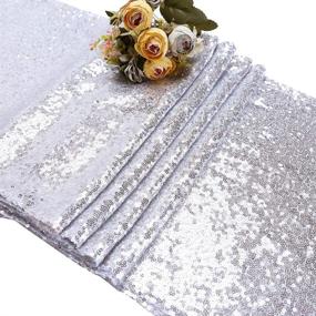 img 1 attached to 🌟 Blxsif Silver Sequin Table Runners - 2 Pack, 12x75 Inches, Sparkle for Party, Wedding, Christmas, Dining, Glitter Table Linen, Silver