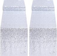 🌟 blxsif silver sequin table runners - 2 pack, 12x75 inches, sparkle for party, wedding, christmas, dining, glitter table linen, silver логотип