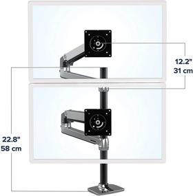 img 2 attached to 💻 Ergotron LX Vertical Stacking Dual Monitor Arm - VESA Desk Mount for 2 Monitors up to 40 Inches, 7-20 lbs Each- Tall Pole, Polished Aluminum