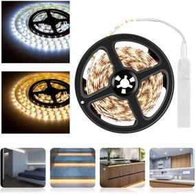 img 4 attached to 🔆 Motion Sensor LED Strip Lights - Under Cabinet Lighting, 6500K Cold White Light for Stairs, Bedroom, Closet, Wardrobe, Kitchen, Hallway (Cold White, 3.2ft, 2 Packs)