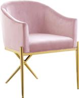 🪑 стильный и удобный велюровый обеденный стул с стальными ножками в форме буквы "х" - коллекция столовой мебели meridian furniture xavier в розовом цвете. логотип