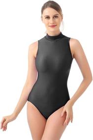 img 4 attached to 🩰 Kepblom Sleeveless Spandex Bodysuit for Ballet Dance - Women's Mock Neck Leotard