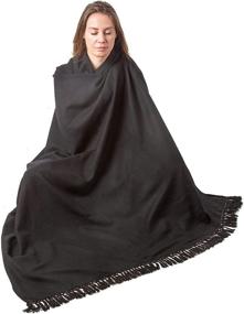 img 3 attached to Versatile Unisex Meditation Shawl: Wool Blanket, Shawl, Wrap, Scarf, Stole, & Throw - Indian Inspired