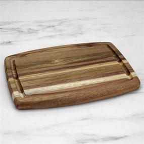 img 2 attached to 🪵 8-Inch Acacia Wood Serving & Cutting Board with Juice Groove for Home Use - TB