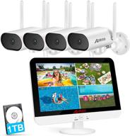 📹 anran wireless security camera system: 8 channel 2k nvr, 4pcs 3mp home wifi cameras, 13" lcd monitor, 1tb storage, pan 180°, night vision, waterproof, motion alert, remote access logo