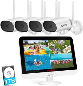 img 4 attached to 📹 ANRAN Wireless Security Camera System: 8 Channel 2K NVR, 4Pcs 3MP Home WiFi Cameras, 13" LCD Monitor, 1TB Storage, Pan 180°, Night Vision, Waterproof, Motion Alert, Remote Access