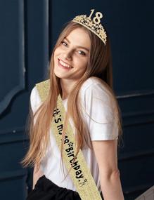 img 3 attached to Golden 18th Birthday Sash and Tiara Set, 18th Birthday 🎉 Decorations, Crown for 18th Birthday, Tiara and Sash for 18th Birthday