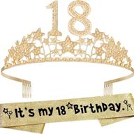 golden 18th birthday sash and tiara set, 18th birthday 🎉 decorations, crown for 18th birthday, tiara and sash for 18th birthday logo