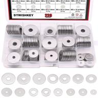 🔩 dywishkey 220-piece assortment kit of large fender washers in 304 stainless steel - 15 different sizes (m3, m4, m5, m6, m8, m10, m12) logo