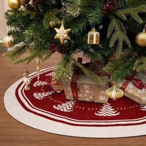img 4 attached to Enhance Your Holiday Décor with WBHome 48-inch Double-Layer Knitted Christmas Tree Skirt: Rustic, Thick, and Festively Patterned