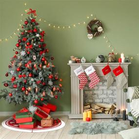 img 3 attached to Enhance Your Holiday Décor with WBHome 48-inch Double-Layer Knitted Christmas Tree Skirt: Rustic, Thick, and Festively Patterned