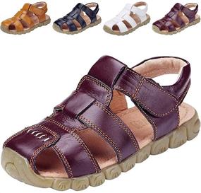 img 4 attached to 👣 DADAWEN Leather Toddler Girls' Outdoor Sandals Shoes