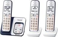 📞 panasonic link2cell bluetooth cordless phone system with voice assistant, answering machine, call blocking - 3 handsets - kx-tgd563a (navy blue/white) logo