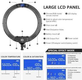 img 2 attached to 🎇 Neewer 19-inch RGB LED Ring Light: Dimmable 60W Bi-Color CRI 95+ for Selfie Makeup, Twitch, YouTube & More