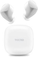 🎧 tecno h2 беспроводные наушники true wireless - шумоподавление, bluetooth наушники с микрофоном, внутриканальные наушники с зарядным кейсом, сенсорное управление, водонепроницаемые, глубокий бас для спорта (белые) логотип