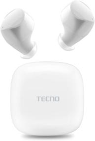 img 4 attached to 🎧 TECNO H2 Беспроводные наушники True Wireless - Шумоподавление, Bluetooth наушники с микрофоном, внутриканальные наушники с зарядным кейсом, сенсорное управление, водонепроницаемые, глубокий бас для спорта (белые)