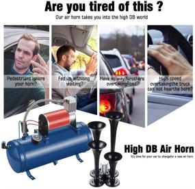 img 3 attached to 🚂 Anbull 150 Decibel Super Loud Train Horns Kit for Trucks - 4 Trumpet Train Air Horn Kit with 12V Air Compressor for Car, Truck, Train, Van, and Boat