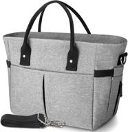 kipbelif insulated lunch bags for women - large tote adult lunch box with shoulder strap, side pockets, water bottle holder - gray, normal size: stylish, functional lunch bag for women logo
