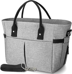 img 4 attached to KIPBELIF Insulated Lunch Bags for Women - Large Tote Adult Lunch Box with Shoulder Strap, Side Pockets, Water Bottle Holder - Gray, Normal Size: Stylish, Functional Lunch Bag for Women