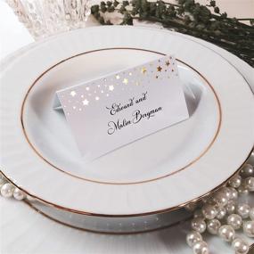 img 1 attached to 🌟 Clever Signs 100 Pack Gold Place Cards: Elegant Table Setting for Weddings or Parties with Double Design, Gold Foil Stars and Line
