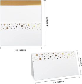 img 2 attached to 🌟 Clever Signs 100 Pack Gold Place Cards: Elegant Table Setting for Weddings or Parties with Double Design, Gold Foil Stars and Line