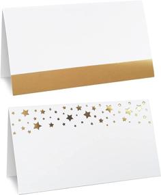 img 3 attached to 🌟 Clever Signs 100 Pack Gold Place Cards: Elegant Table Setting for Weddings or Parties with Double Design, Gold Foil Stars and Line