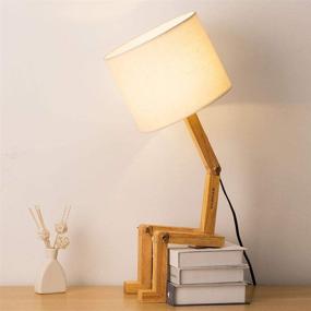 img 4 attached to 🌟 HAITRAL Cute Desk Lamp - Versatile and Charming Wooden Base Table Lamp for Bedroom, Study, Office, and Kids Room