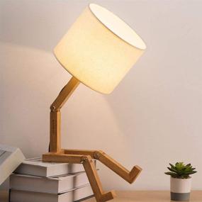 img 1 attached to 🌟 HAITRAL Cute Desk Lamp - Versatile and Charming Wooden Base Table Lamp for Bedroom, Study, Office, and Kids Room