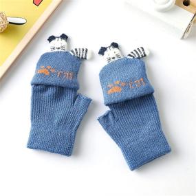 img 2 attached to 🧤 SEO-Optimized Knitted Fingerless Convertible Gloves for Toddler Girls' Accessories