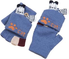 img 3 attached to 🧤 SEO-Optimized Knitted Fingerless Convertible Gloves for Toddler Girls' Accessories