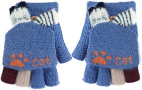 img 4 attached to 🧤 SEO-Optimized Knitted Fingerless Convertible Gloves for Toddler Girls' Accessories