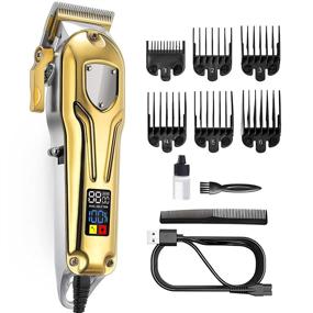 img 4 attached to 🔱 Gold Hair Clippers for Men and Kids - Corded/Cordless, LED Display, Beard Trimmer, Hair Cutting Kit for Home and Barbers