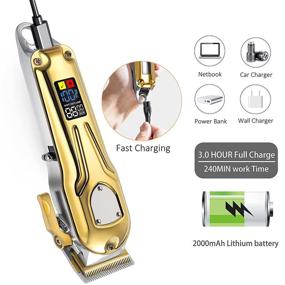 img 2 attached to 🔱 Gold Hair Clippers for Men and Kids - Corded/Cordless, LED Display, Beard Trimmer, Hair Cutting Kit for Home and Barbers