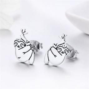 img 3 attached to Sloth Earrings: Adorable Sterling Silver Animal Jewelry for Girls and Women - Hypoallergenic Sloth Gifts