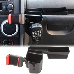 img 4 attached to 📱 JeCar Jeep Phone Mount Drink Cup Holder & Storage Tray Organizer for 2007-2010 Jeep Wrangler JK JKU: Ultimate Passenger Grab Handle Solution
