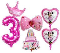 🎈 bcd-pro mickey mouse balloons for girl - 3rd birthday party supplies (6 pcs) with ribbons included логотип